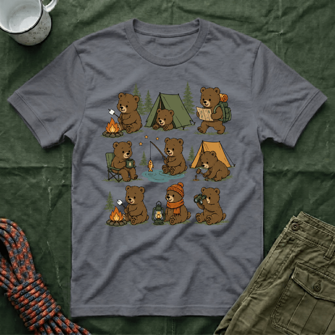 Cute Bear Cub Camping T-Shirt