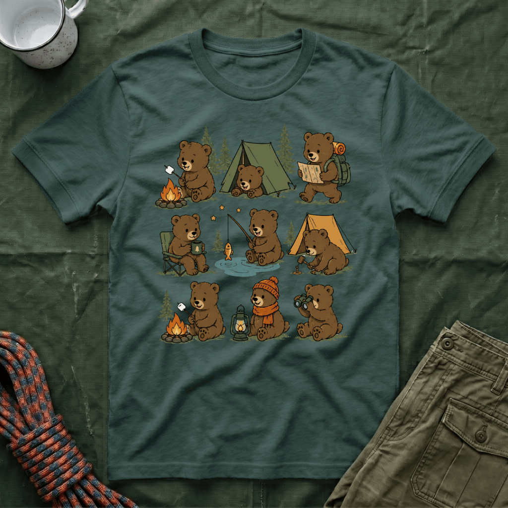 Cute Bear Cub Camping T-Shirt