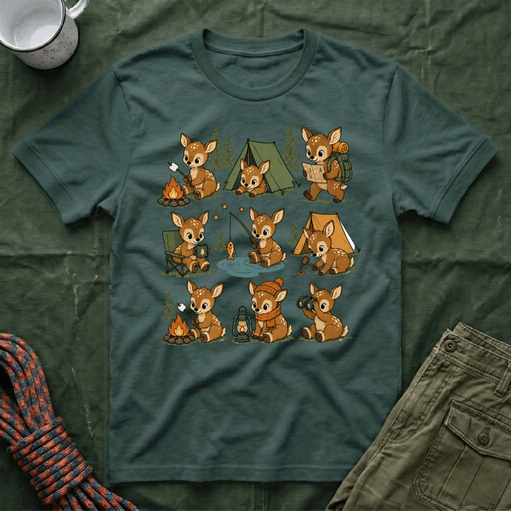 Cute Baby Deer Camping T-Shirt
