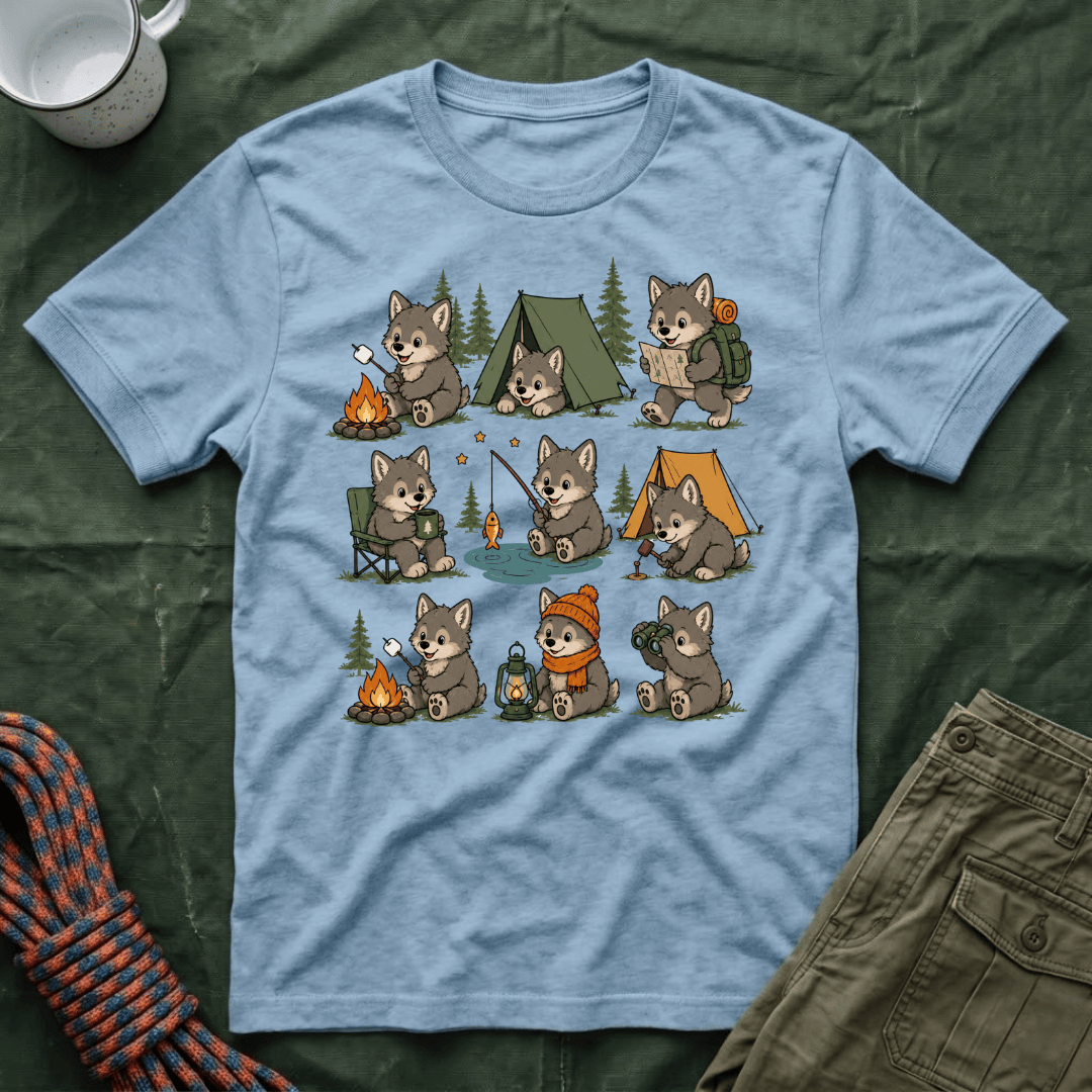 Cute Wolf Pup Camping T-Shirt
