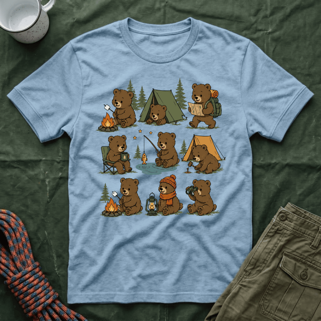 Cute Bear Cub Camping T-Shirt