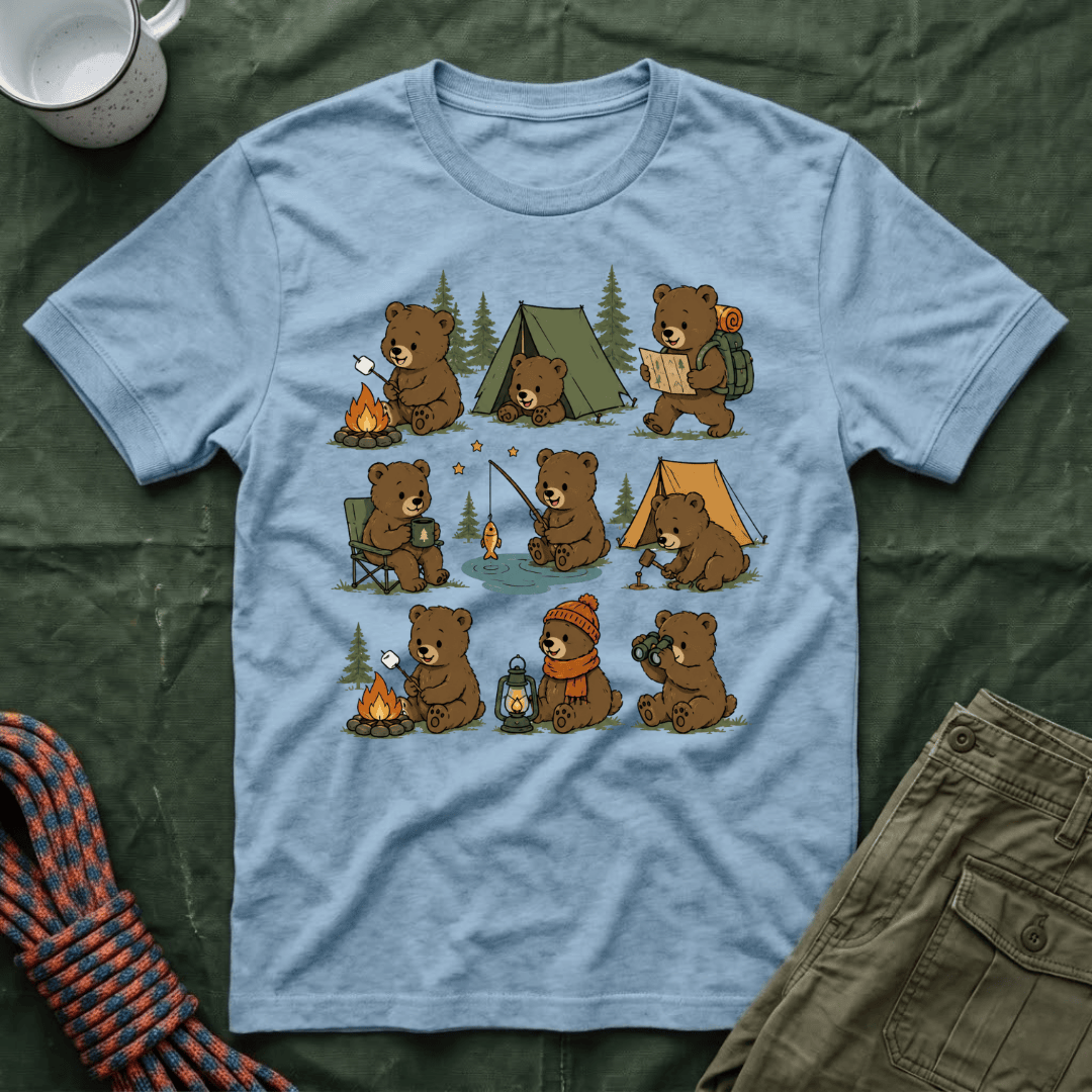 Cute Bear Cub Camping T-Shirt