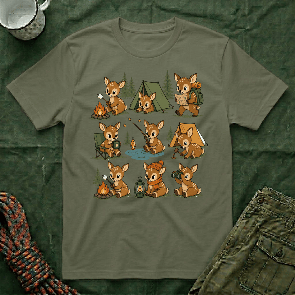 Cute Baby Deer Camping T-Shirt