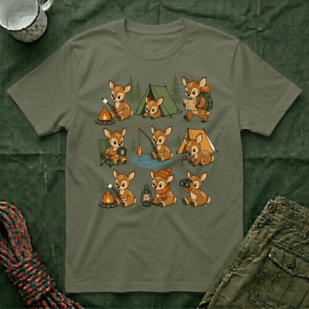 Cute Baby Deer Camping T-Shirt