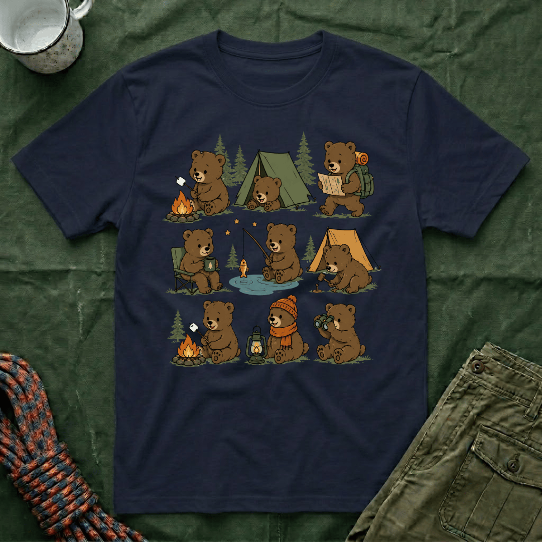 Cute Bear Cub Camping T-Shirt