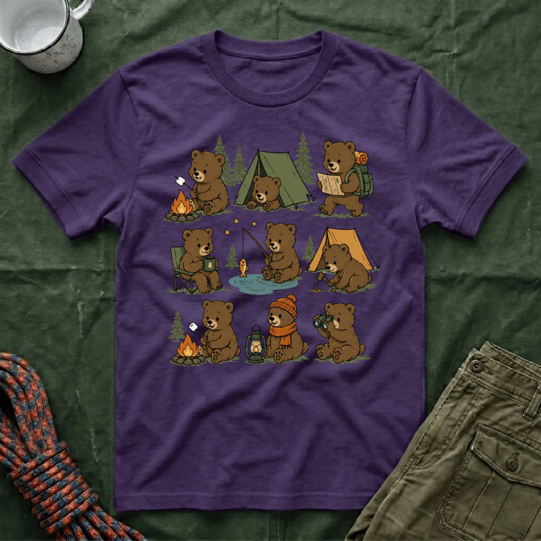 Cute Bear Cub Camping T-Shirt