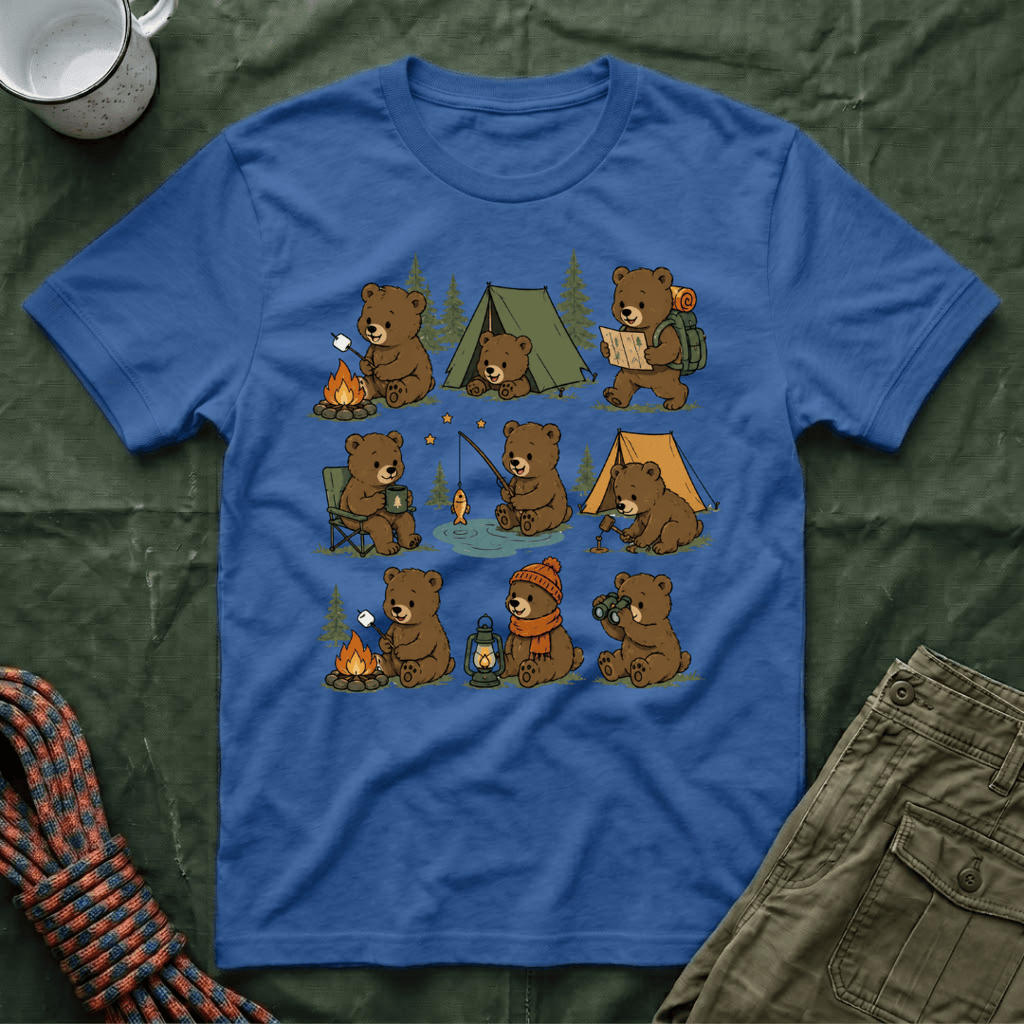 Cute Bear Cub Camping T-Shirt