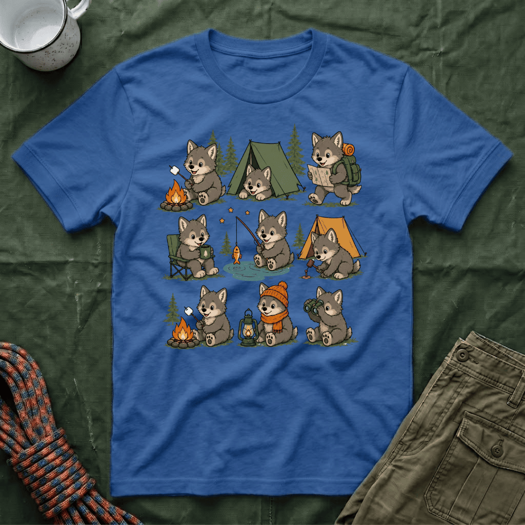 Cute Wolf Pup Camping T-Shirt