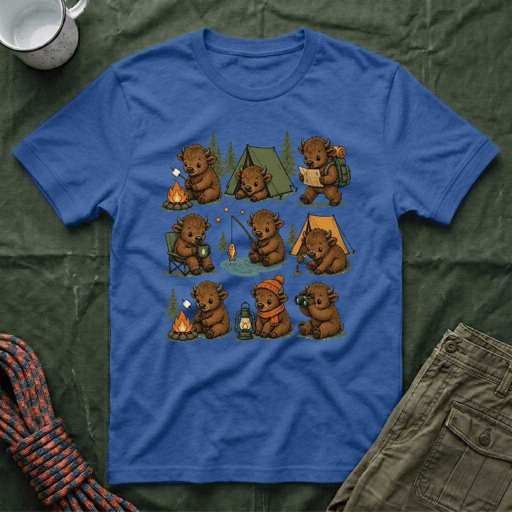 Cute American Bison Calf Camping T-Shirt