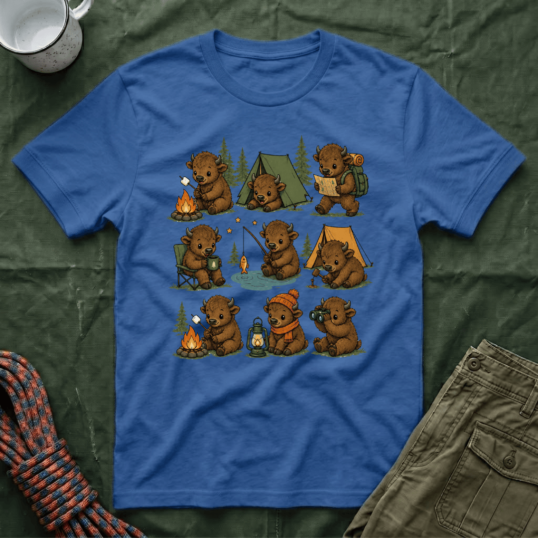 Cute American Bison Calf Camping T-Shirt