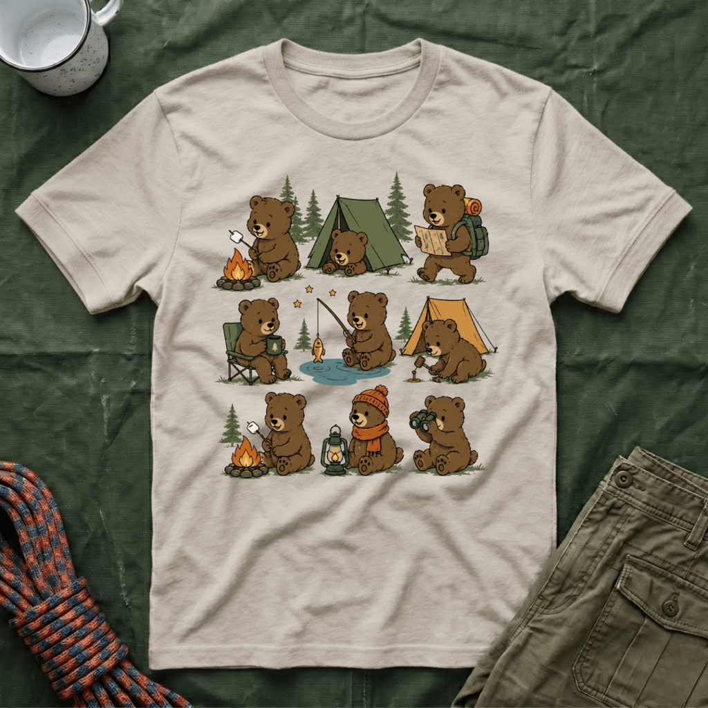 Cute Bear Cub Camping T-Shirt