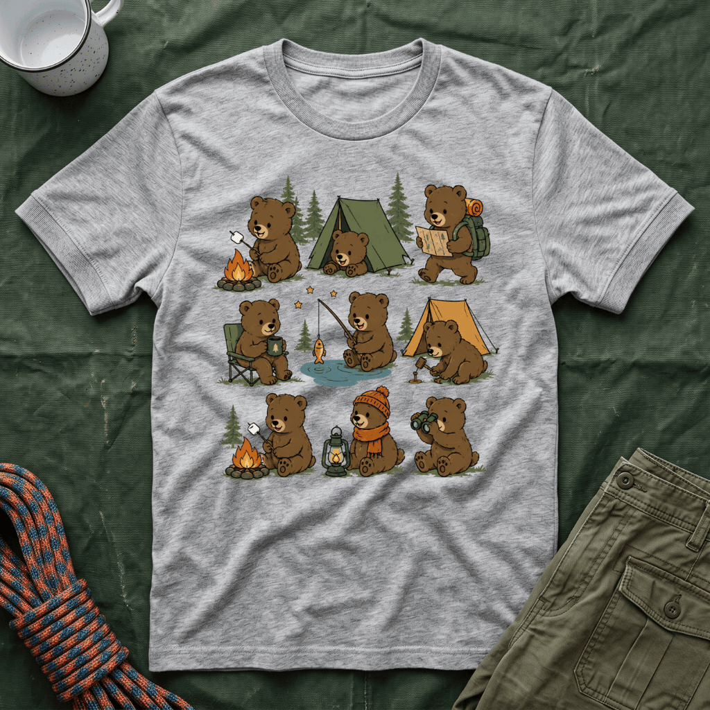 Cute Bear Cub Camping T-Shirt