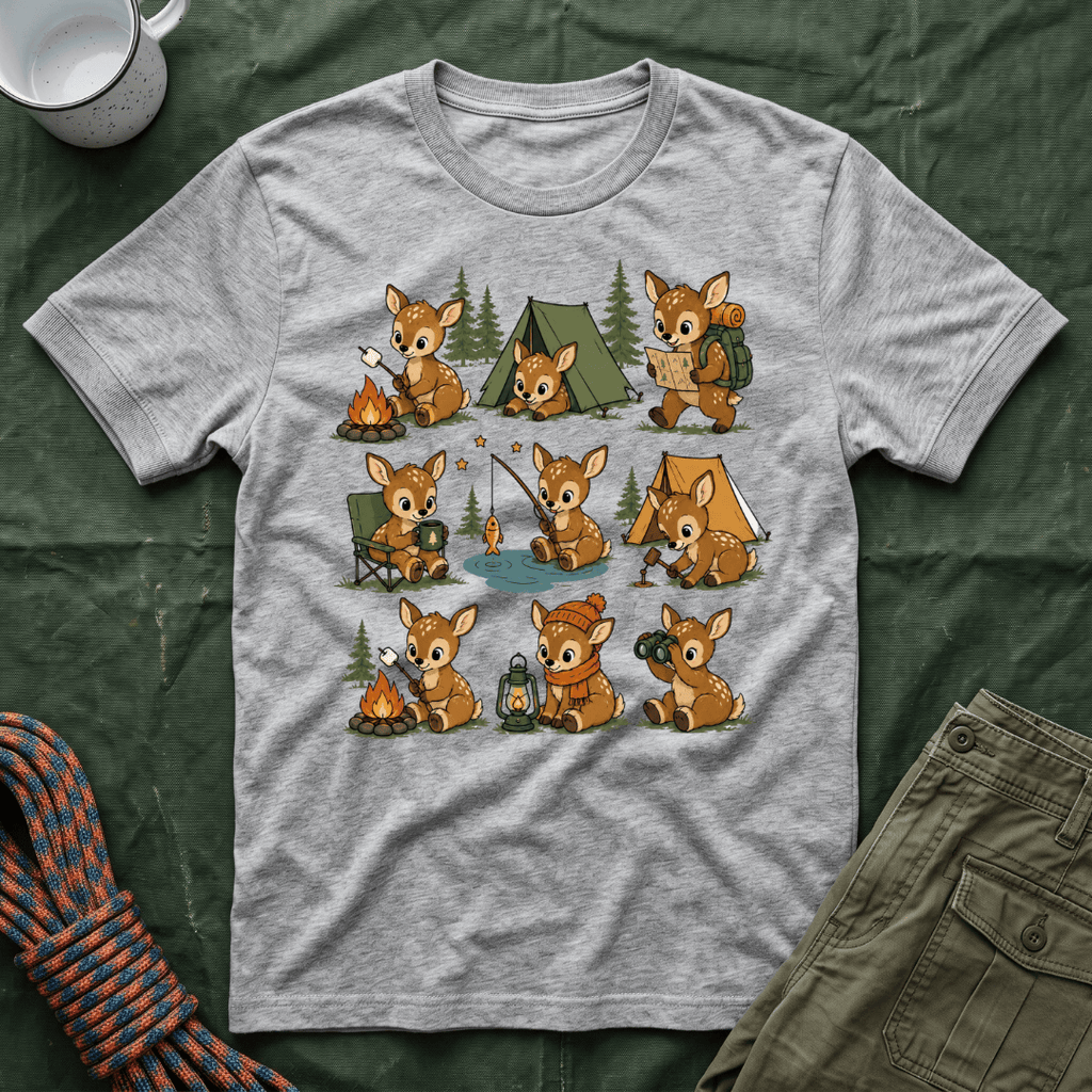 Cute Baby Deer Camping T-Shirt
