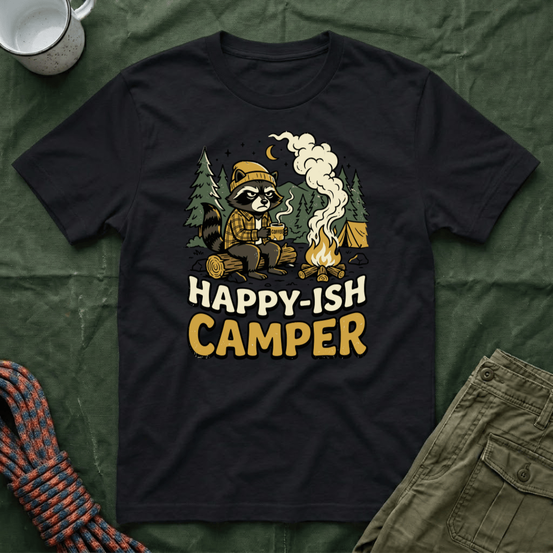 Happy-ish Camper Raccoon T-Shirt
