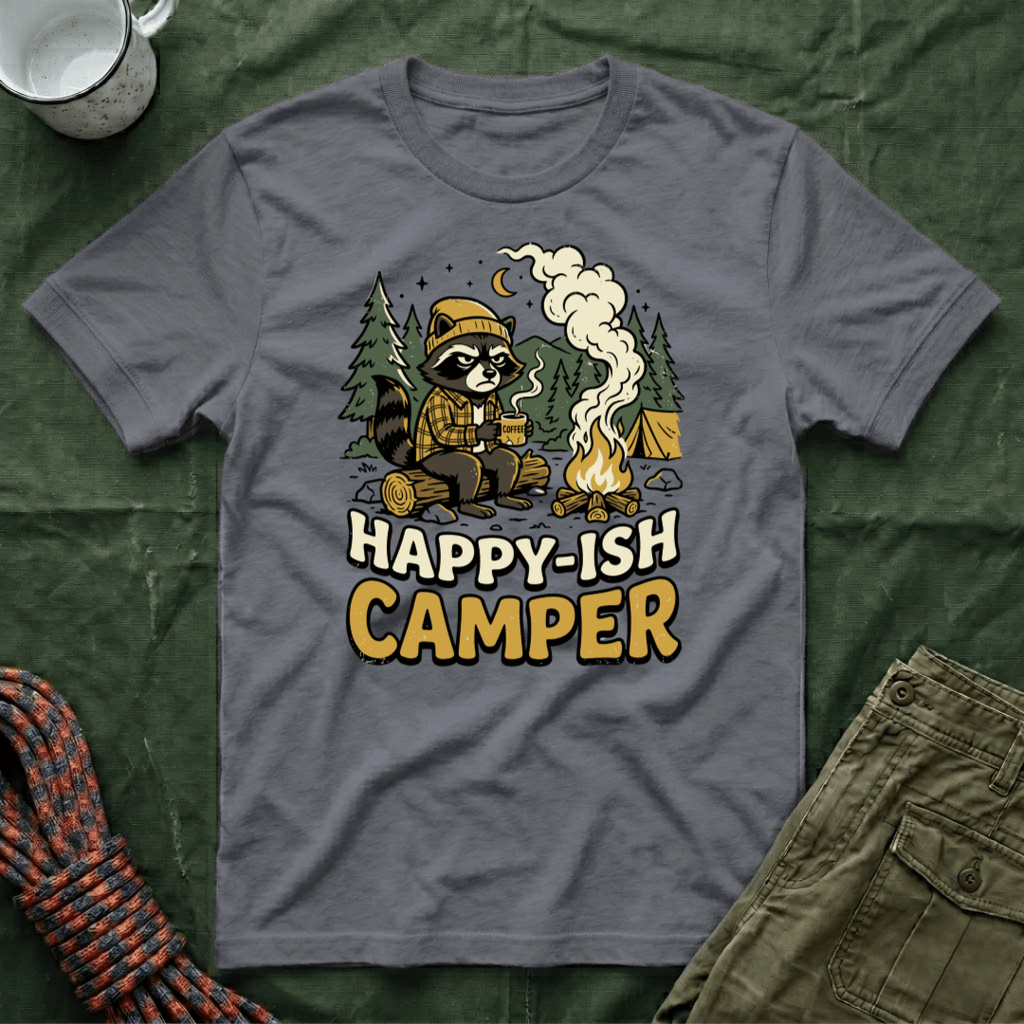 Happy-ish Camper Raccoon T-Shirt