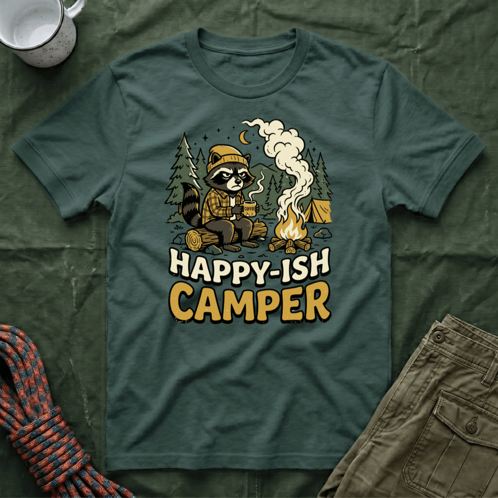 Happy-ish Camper Raccoon T-Shirt