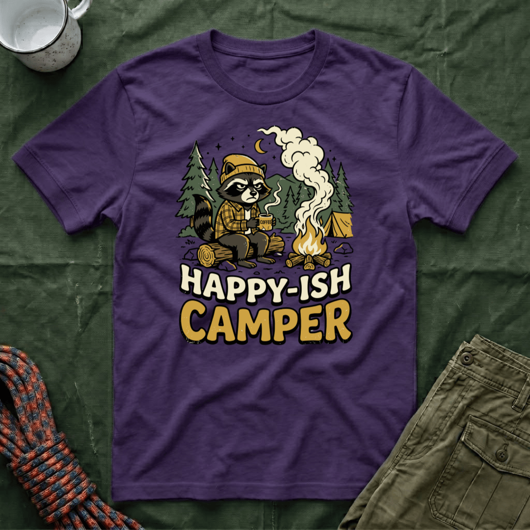 Happy-ish Camper Raccoon T-Shirt