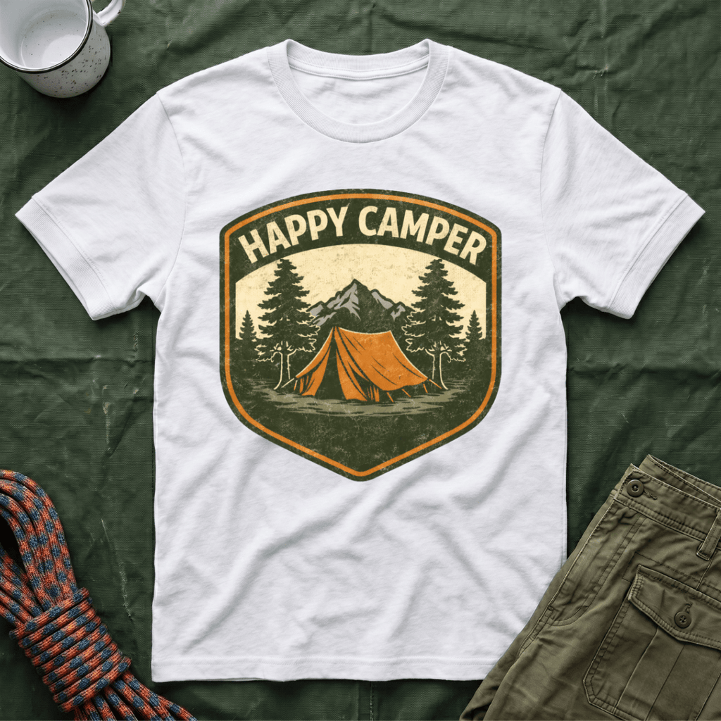 Happy Camper Badge Style T-Shirt
