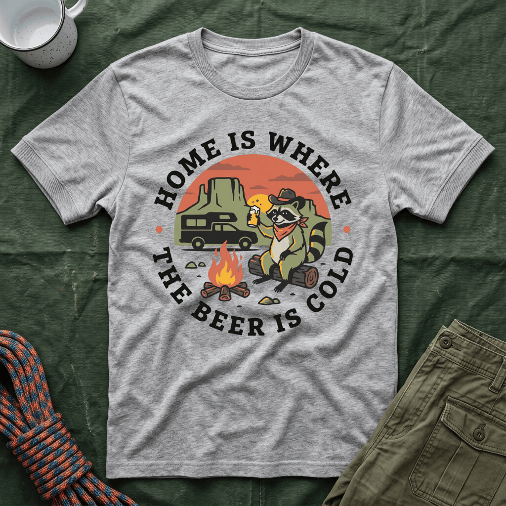 Home Is Where The Beer Is Cold Racoon T-Shirt