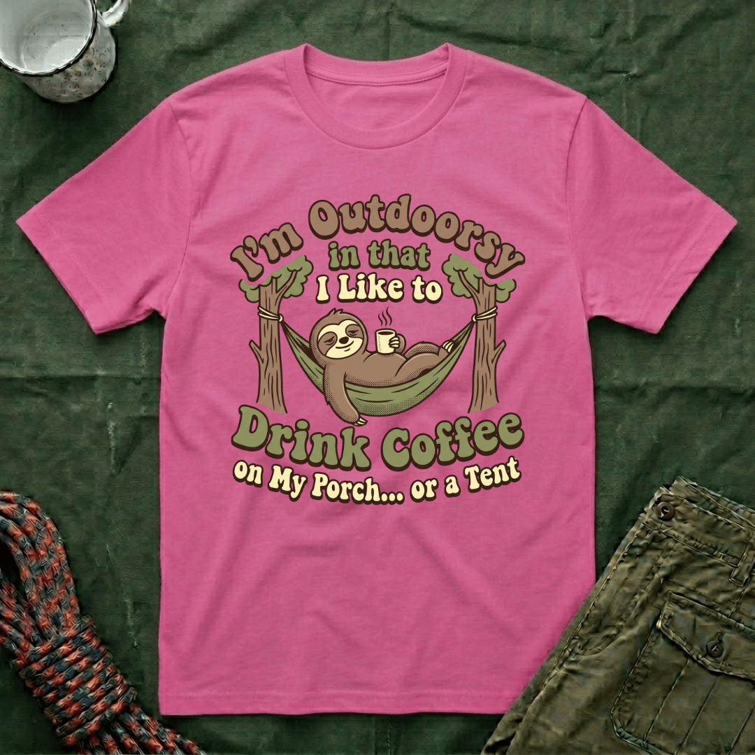 I'm Outdoorsy Sloth With Coffee T-Shirt