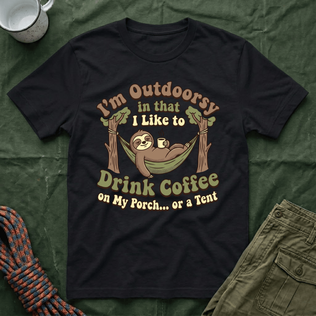 I'm Outdoorsy Sloth With Coffee T-Shirt