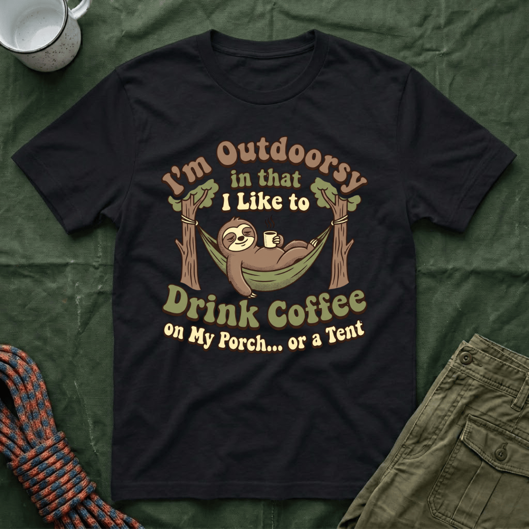 I'm Outdoorsy Sloth With Coffee T-Shirt