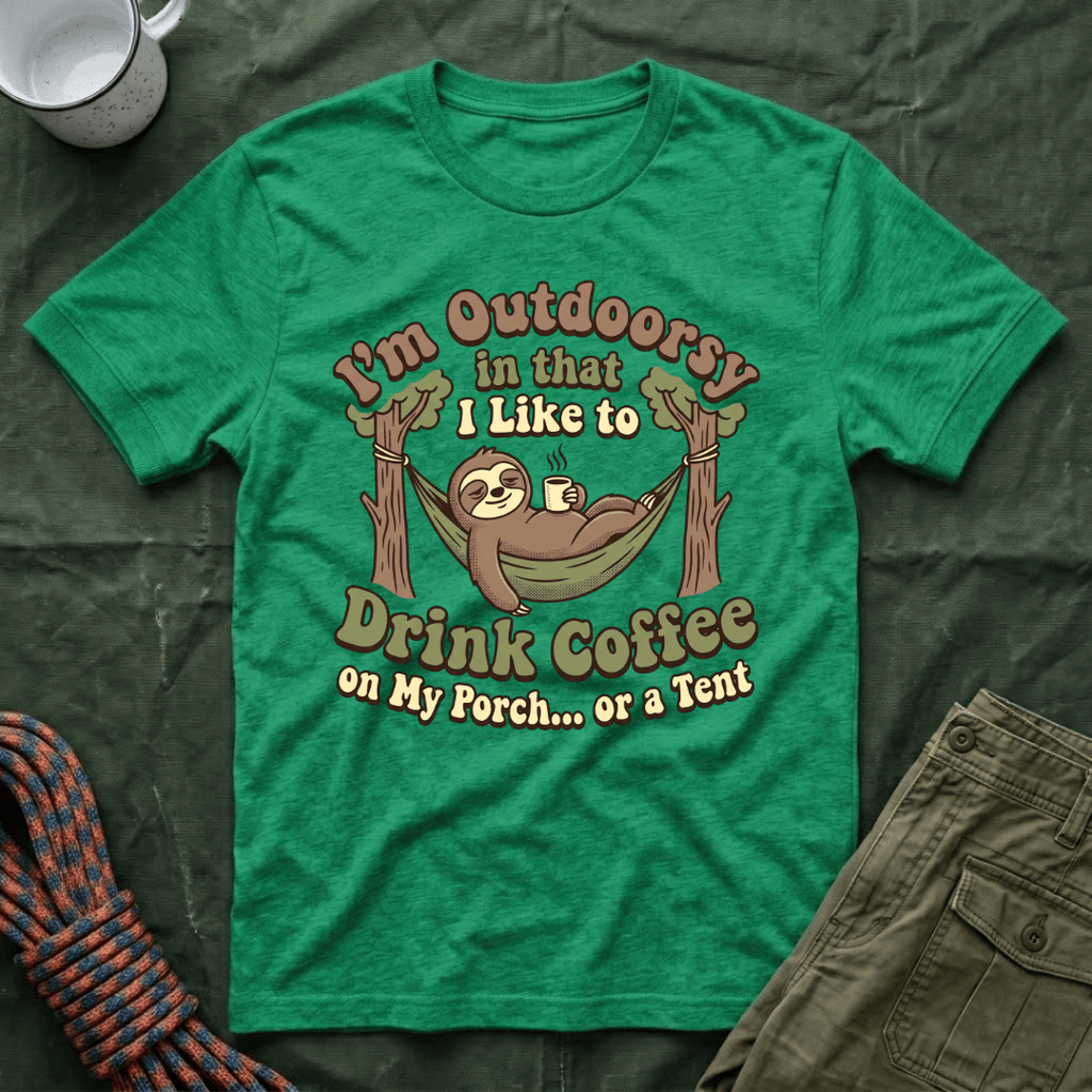I'm Outdoorsy Sloth With Coffee T-Shirt
