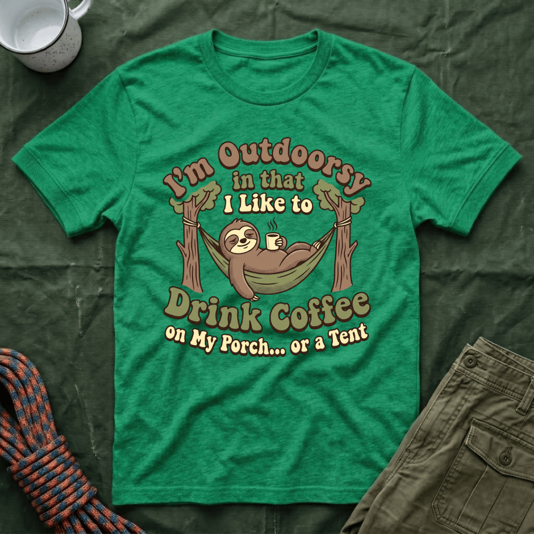 I'm Outdoorsy Sloth With Coffee T-Shirt