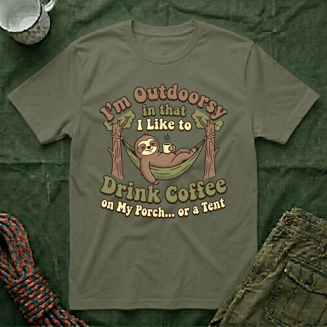 I'm Outdoorsy Sloth With Coffee T-Shirt