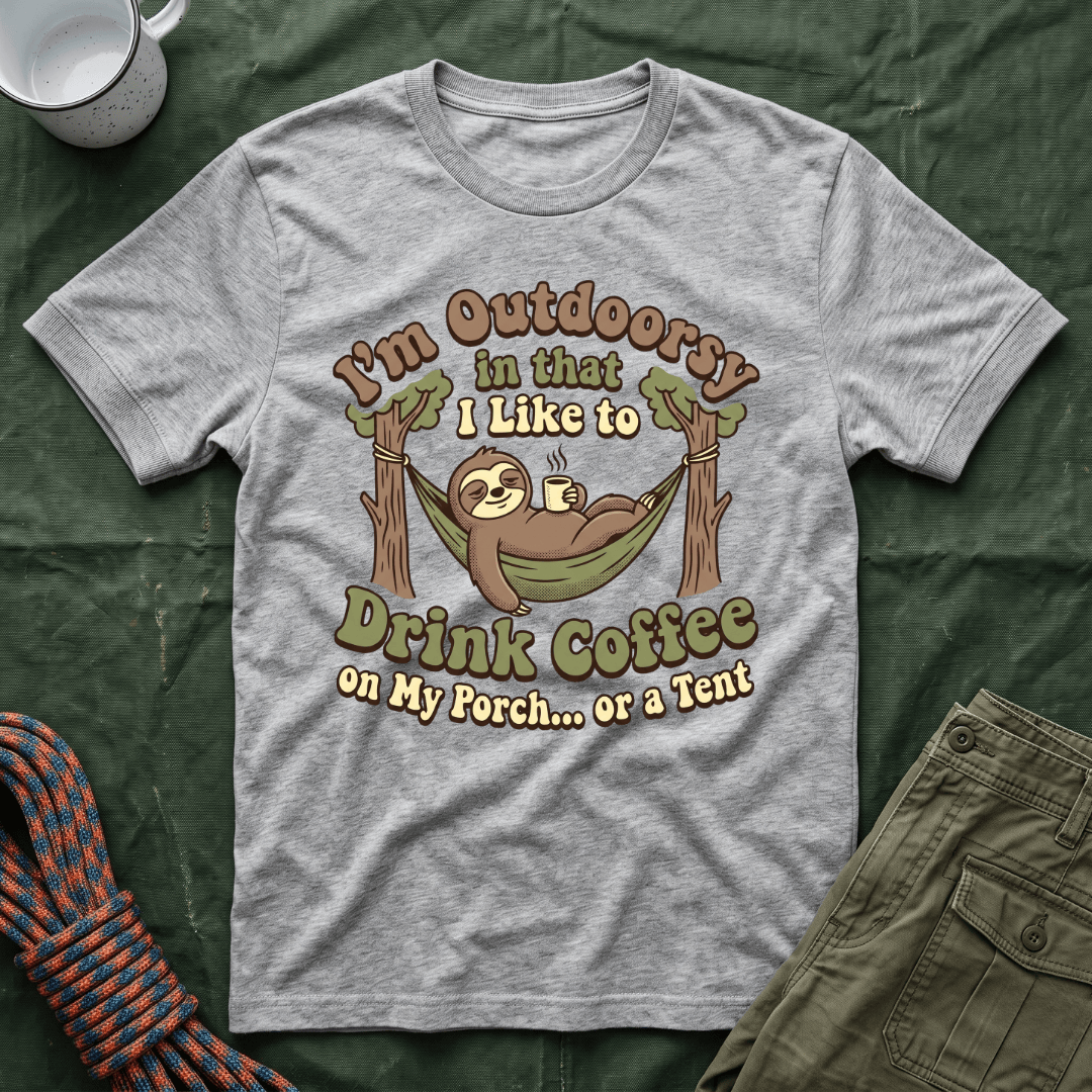 I'm Outdoorsy Sloth With Coffee T-Shirt