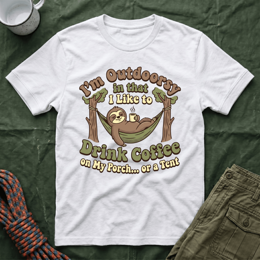 I'm Outdoorsy Sloth With Coffee T-Shirt