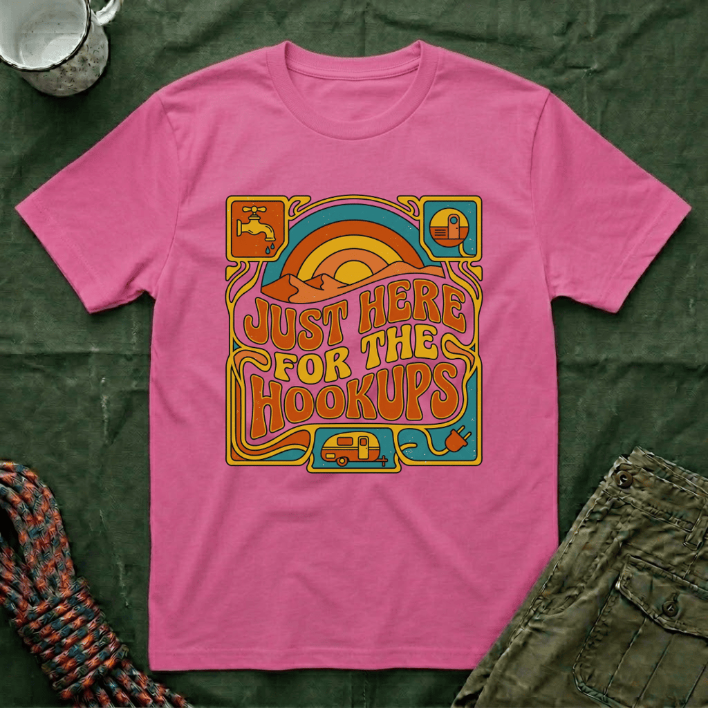Just Here For The Hookups Retro Patch T-Shirt