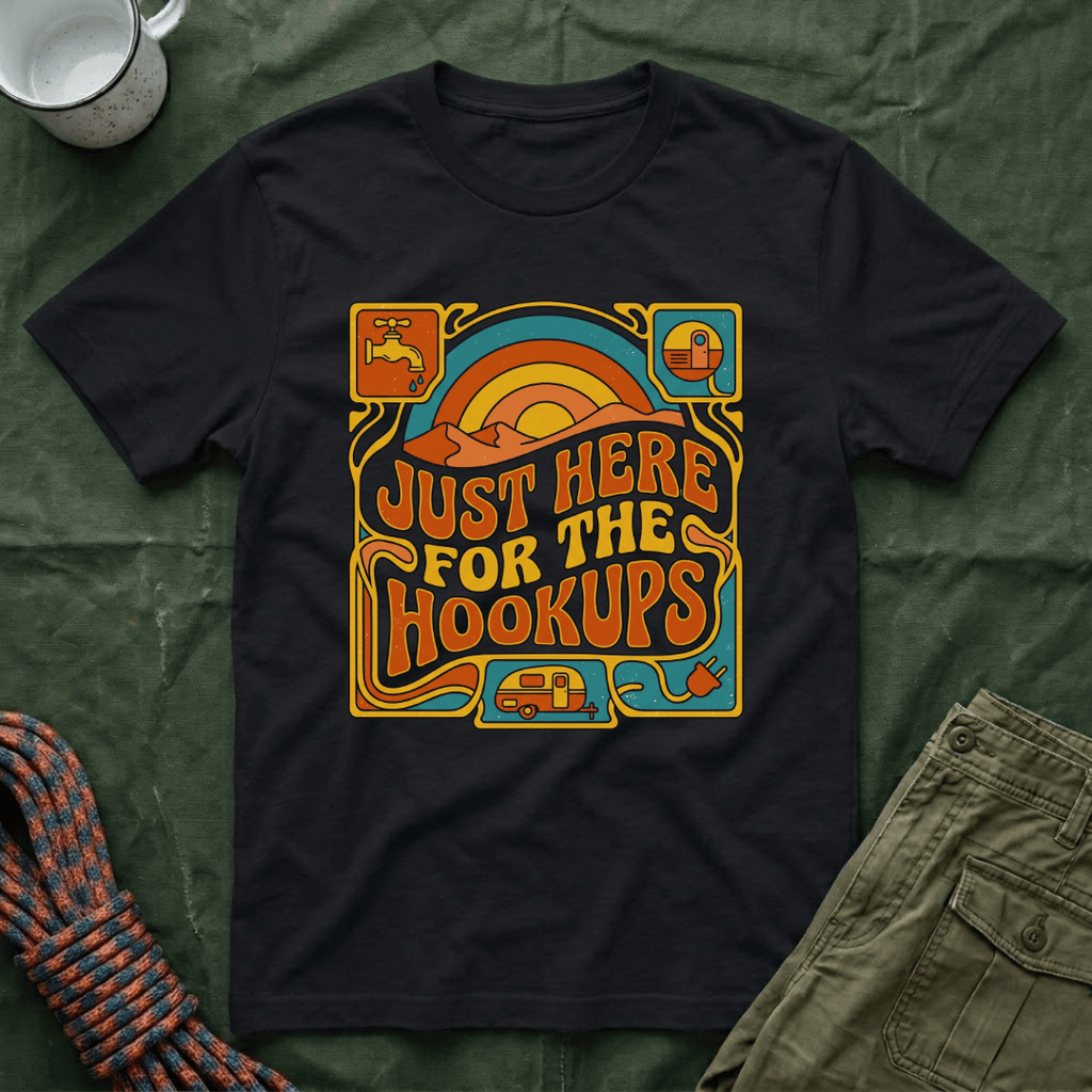 Just Here For The Hookups Retro Patch T-Shirt
