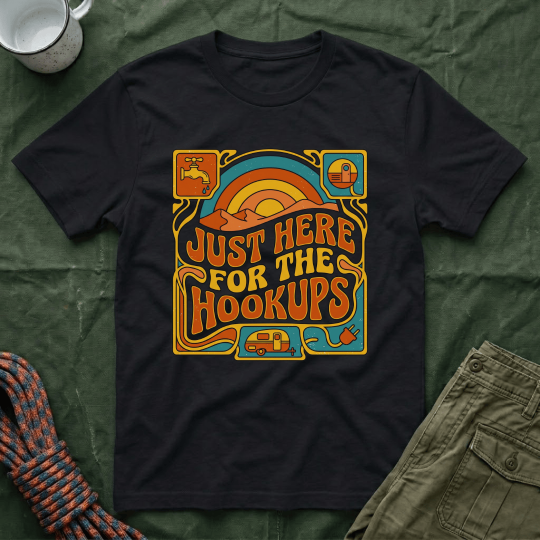 Just Here For The Hookups Retro Patch T-Shirt