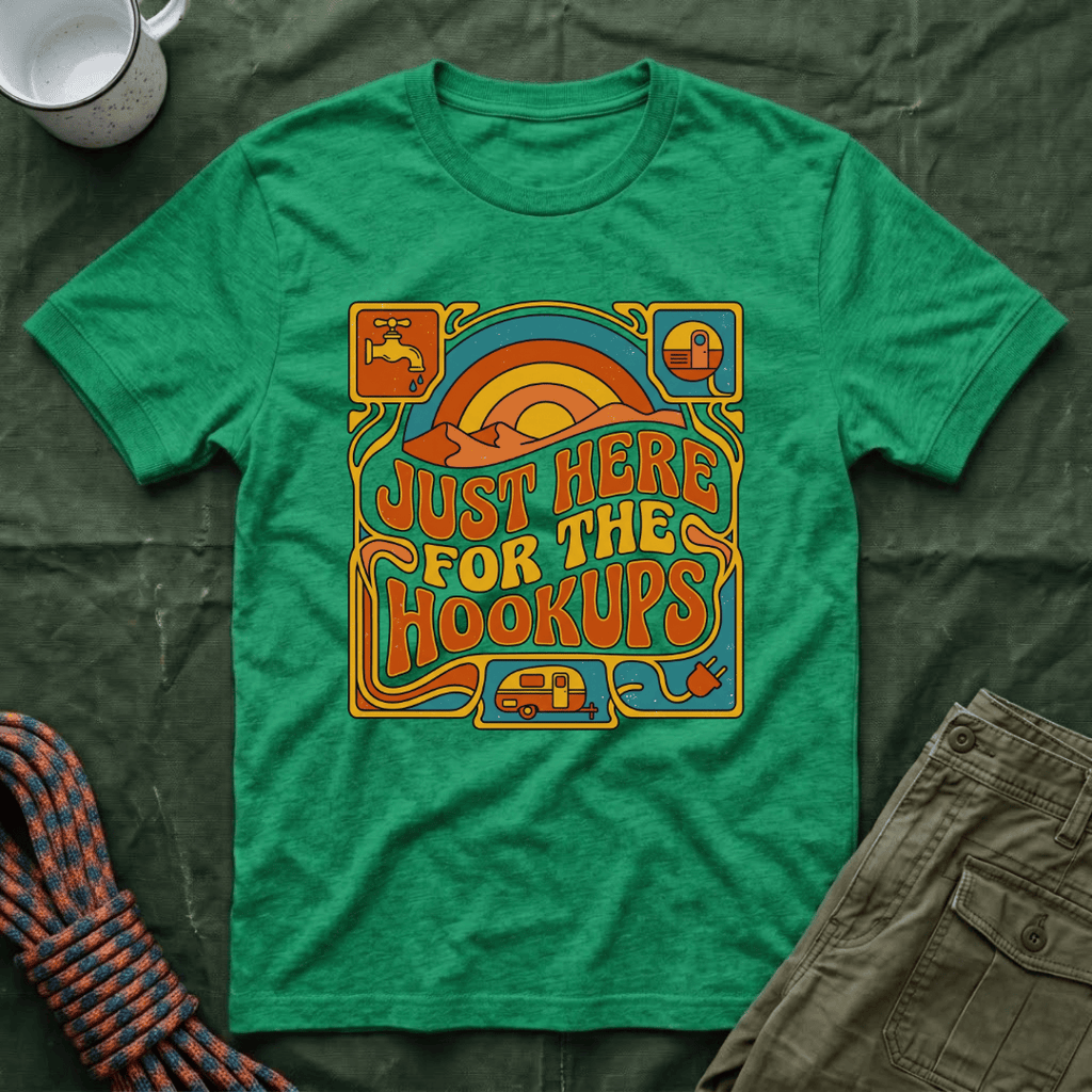 Just Here For The Hookups Retro Patch T-Shirt
