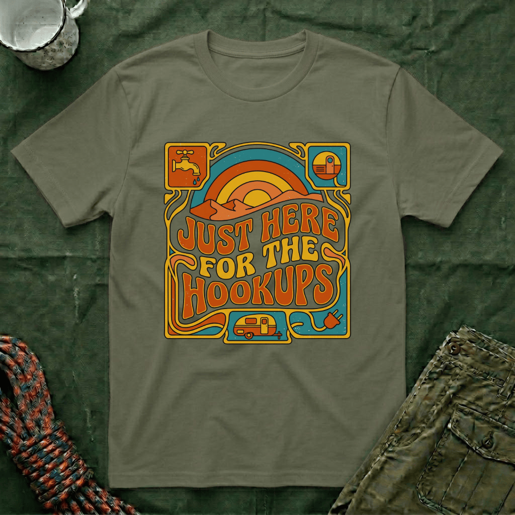 Just Here For The Hookups Retro Patch T-Shirt