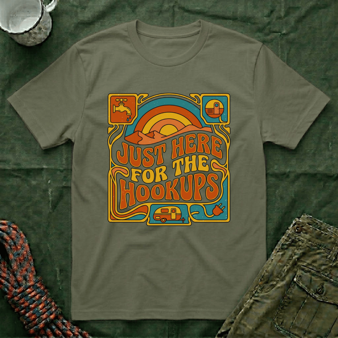 Just Here For The Hookups Retro Patch T-Shirt