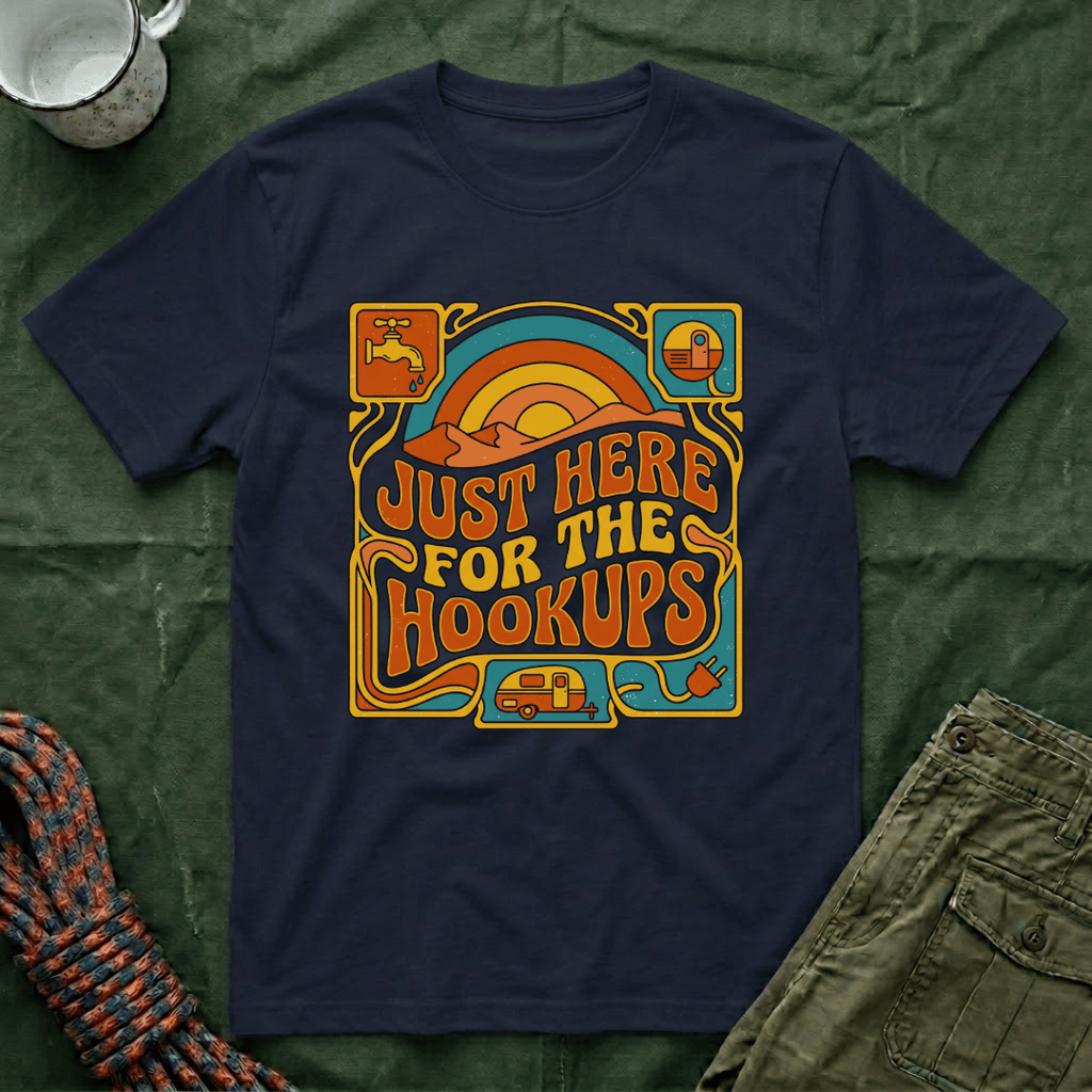 Just Here For The Hookups Retro Patch T-Shirt