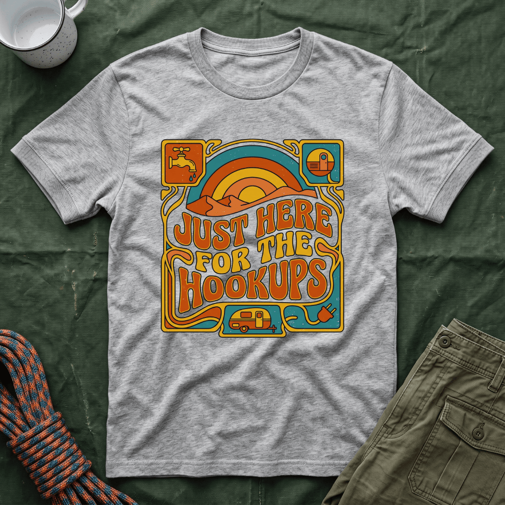 Just Here For The Hookups Retro Patch T-Shirt