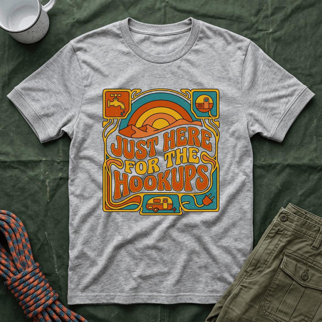 Just Here For The Hookups Retro Patch T-Shirt