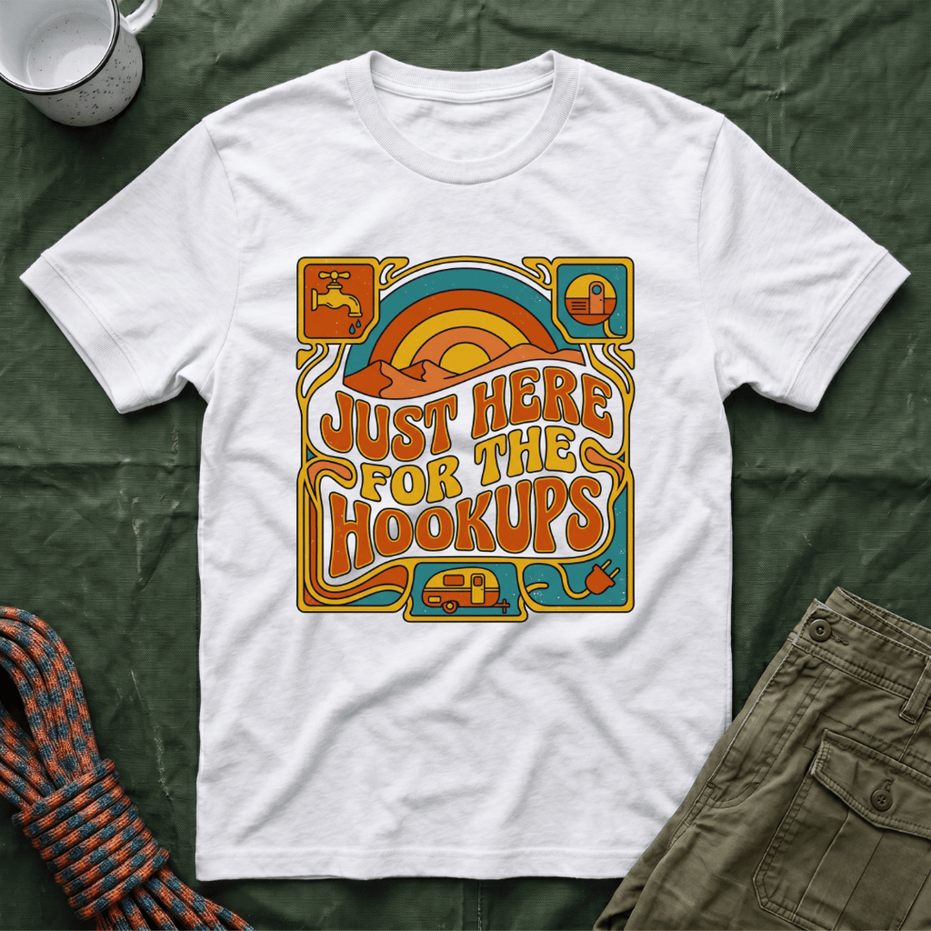 Just Here For The Hookups Retro Patch T-Shirt
