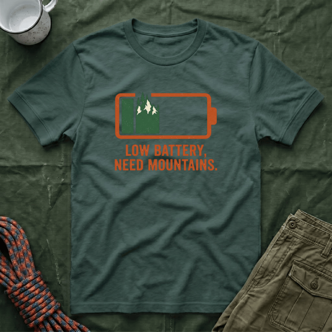 Low Battery Need Mountains T-Shirt