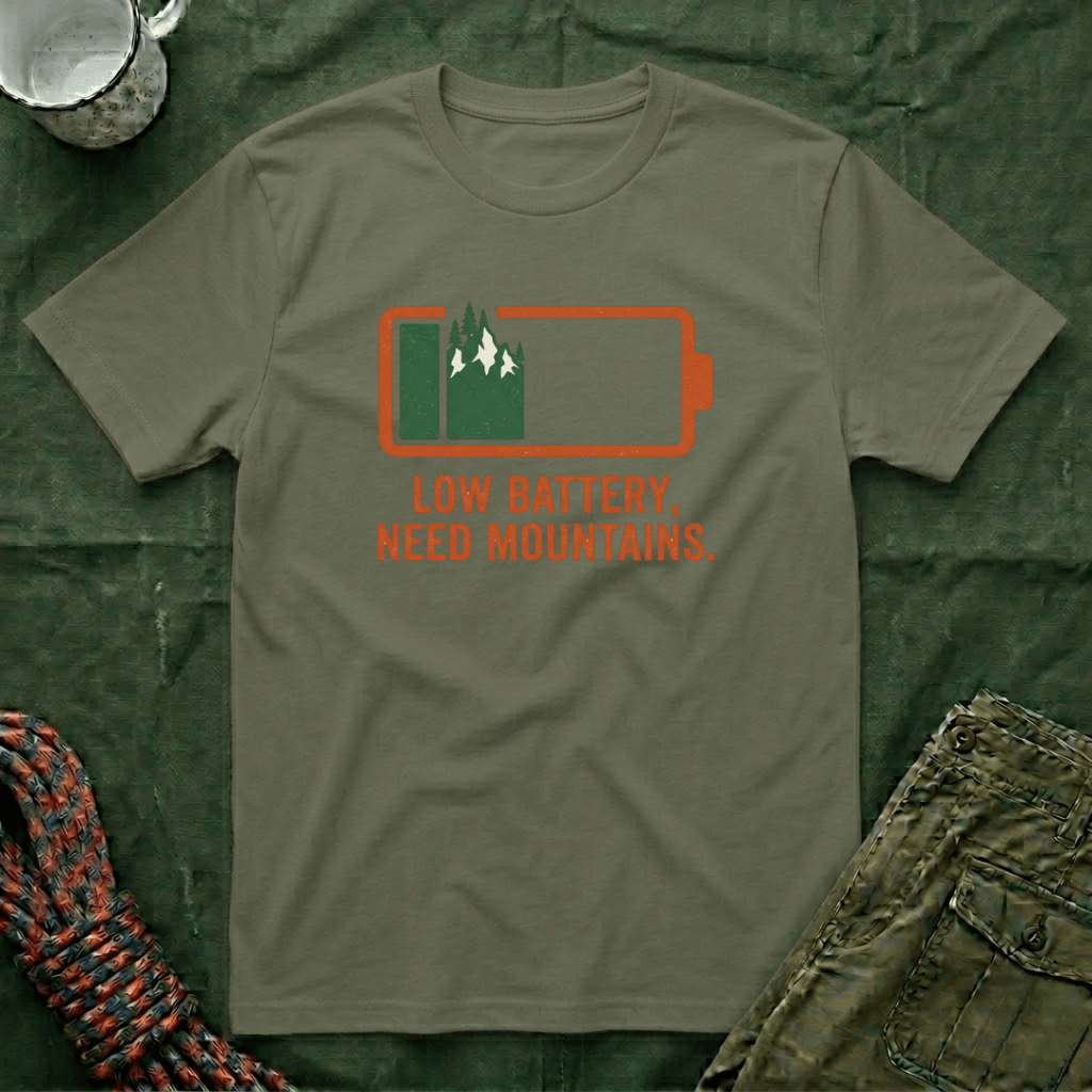 Low Battery Need Mountains T-Shirt