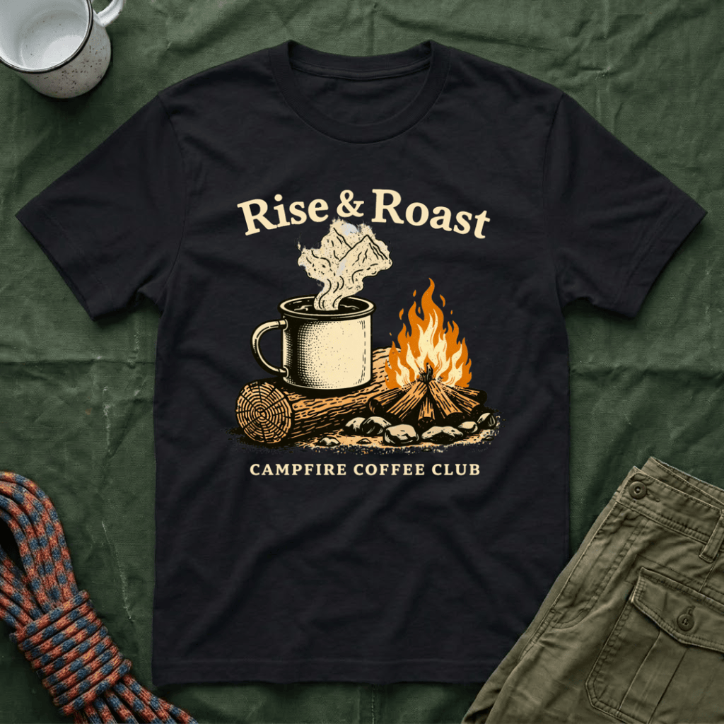 Rise and Roast Campfire Coffee Club T-Shirt