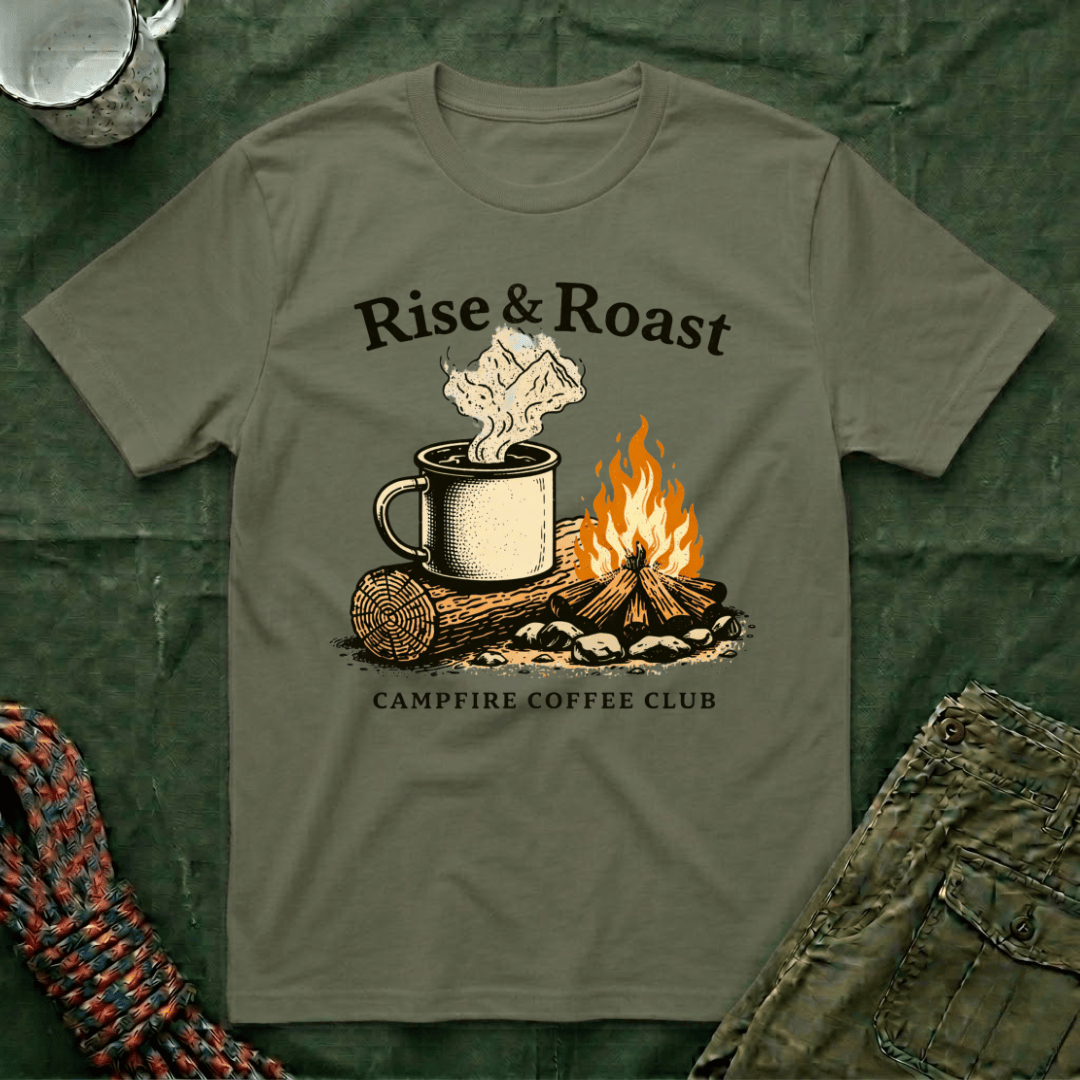 Rise and Roast Campfire Coffee Club T-Shirt