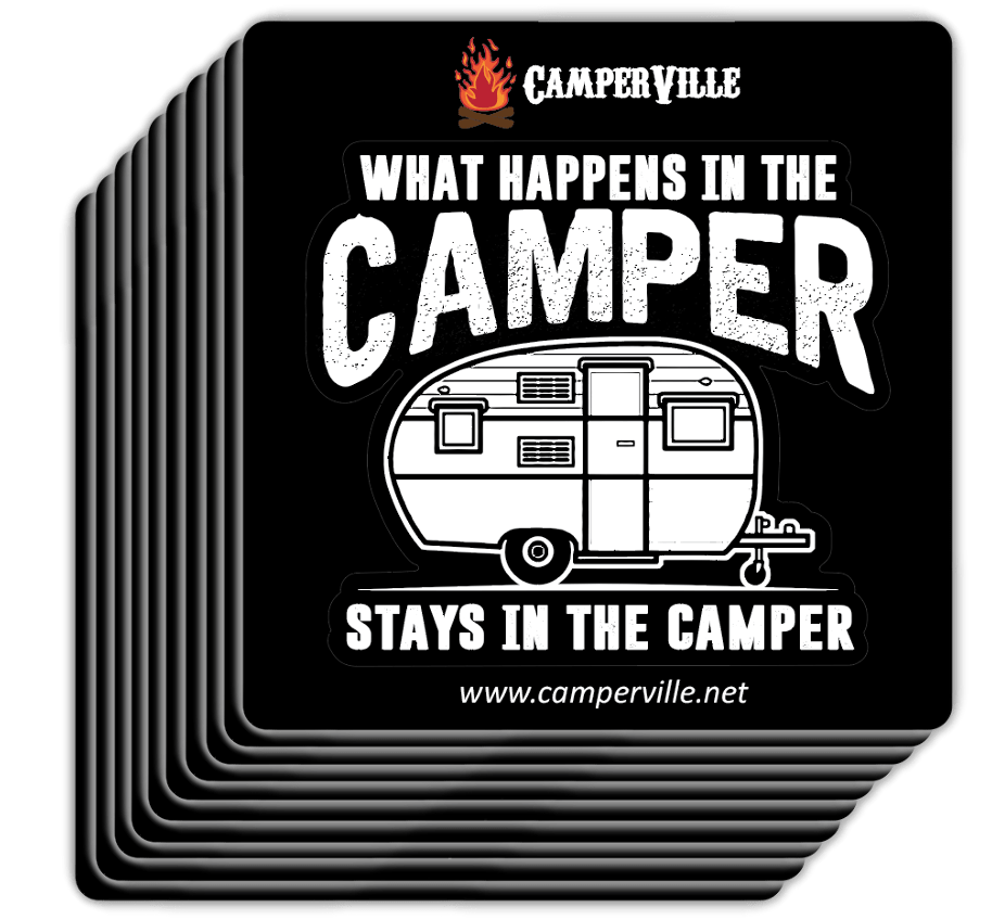 Funny  "What Happens In The Camper Stays In The Camper" - Camping Sticker