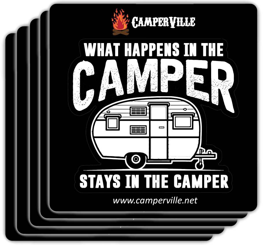 Funny  "What Happens In The Camper Stays In The Camper" - Camping Sticker