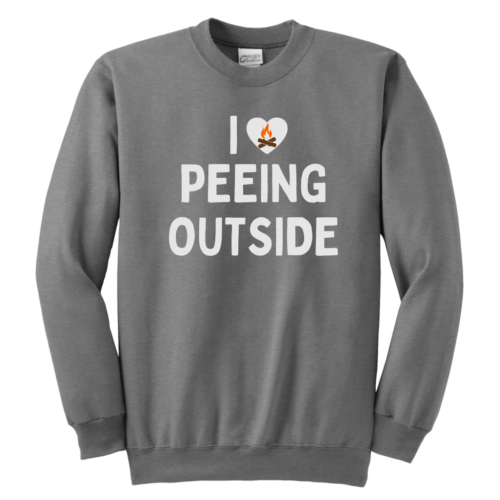 I Love Peeing Outside - Funny Kids Camping Sweatshirt Gray