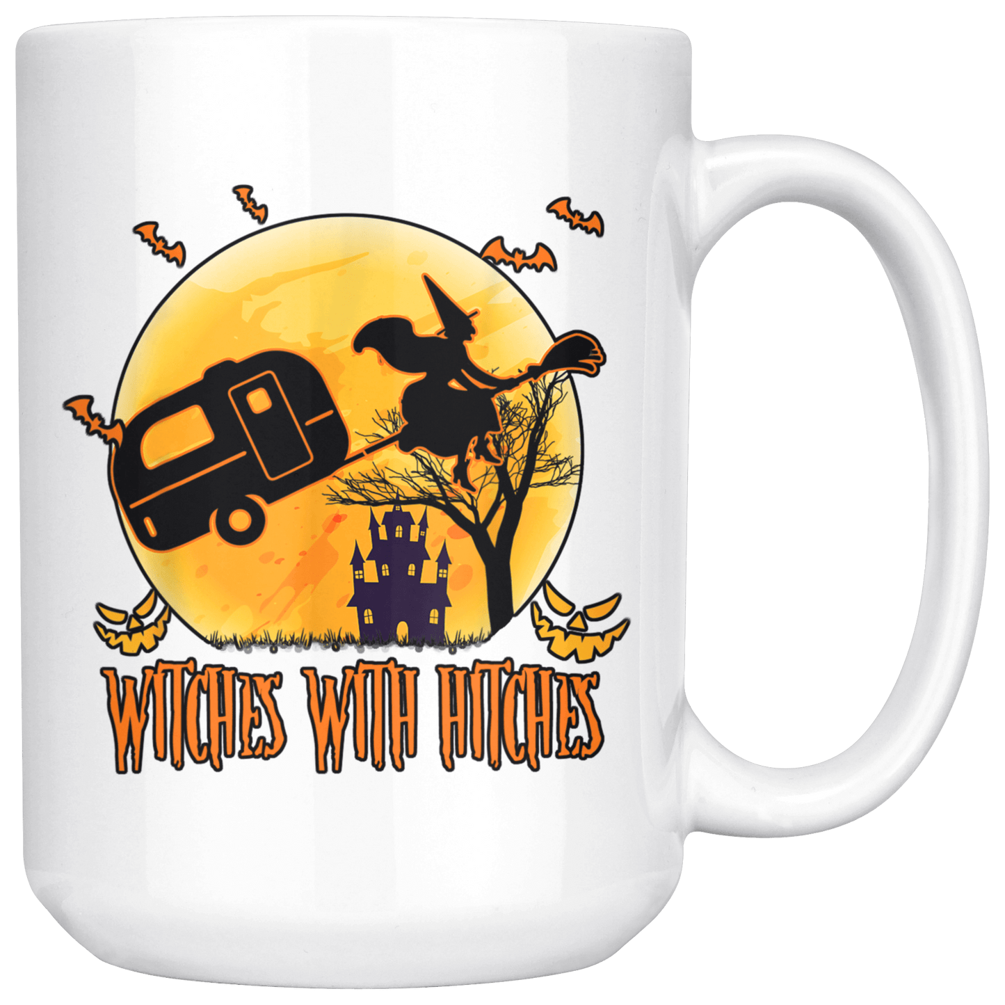Funny "Witches With Hitches" Halloween Camping Mug