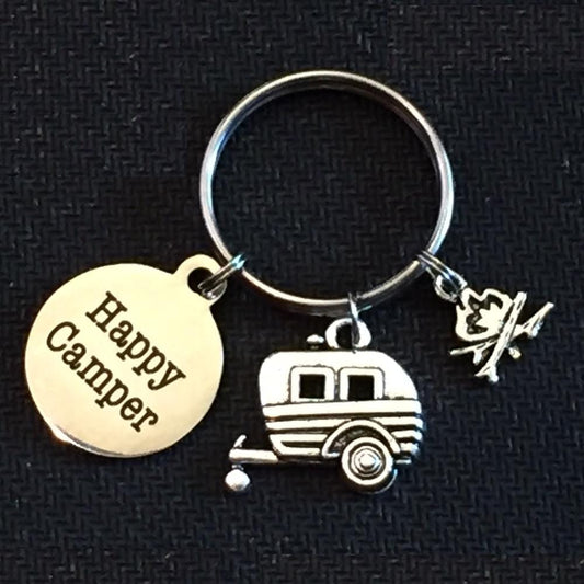 Handcrafted "Happy Camper" Keychain
